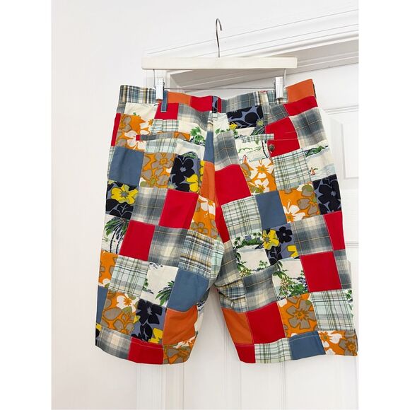 Loudmouth Golf Mens Multicolor Patchwork Cotton Bermuda Short Size 36 - Picture 3 of 5